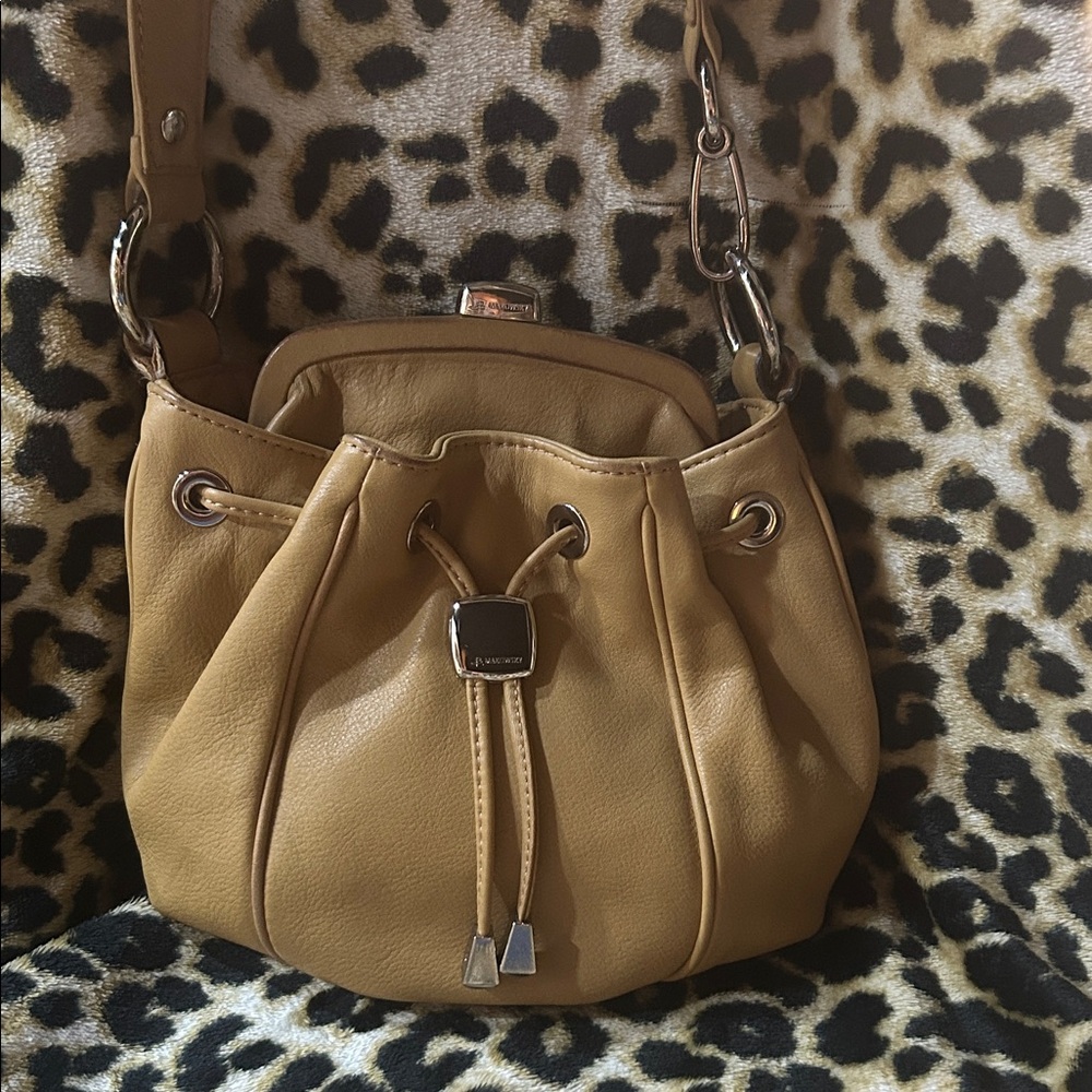B. Makowsky Tan Leather Crossbody Bag